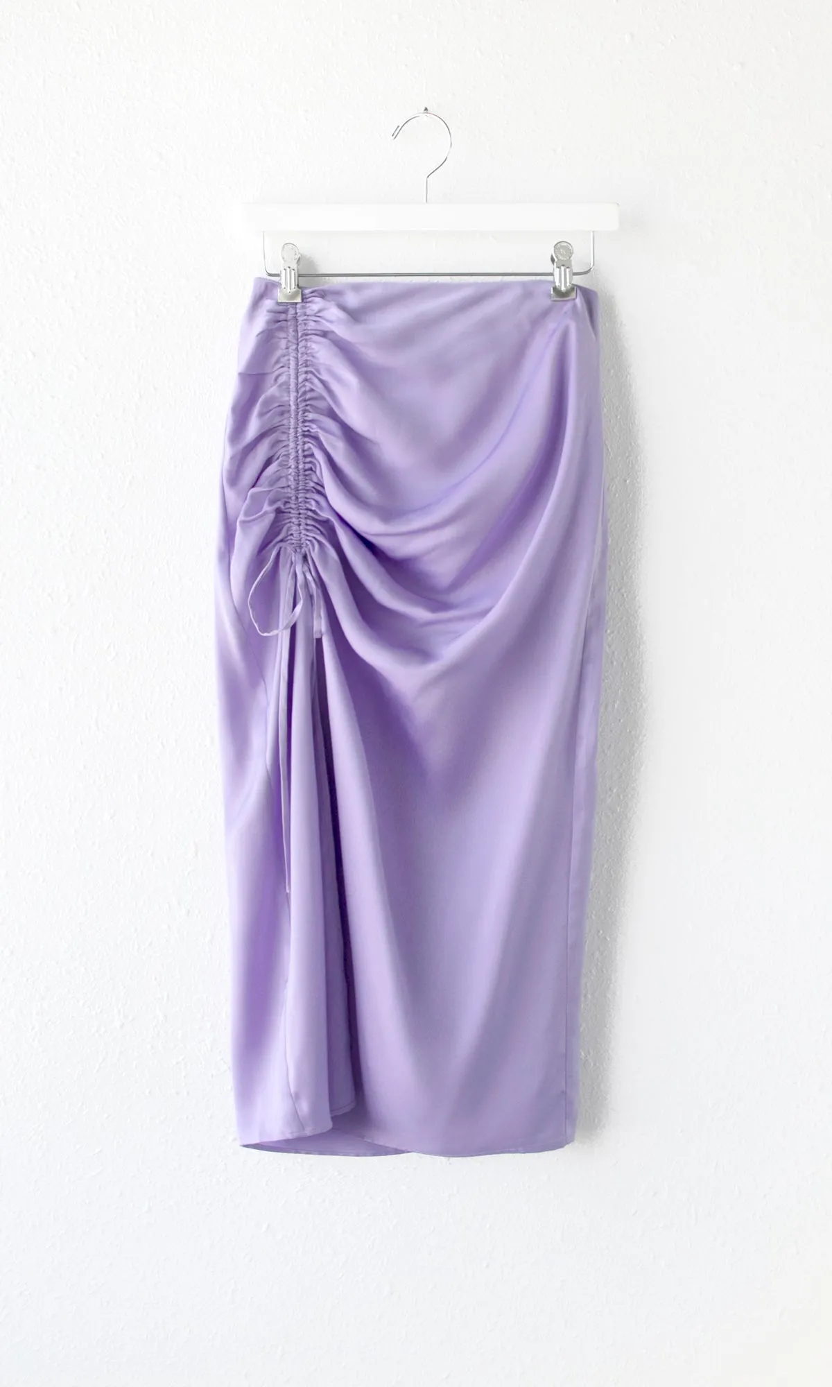 Claudia Satin Ruched Midi Skirt