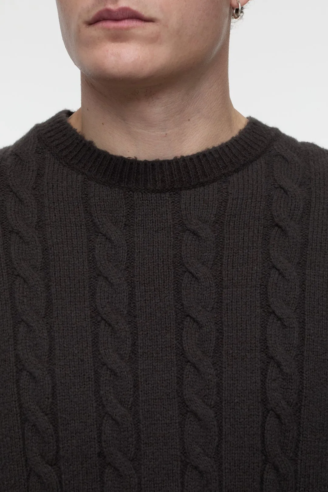 CLOSED Cotton-Mix Cable Knit Sweater Brown