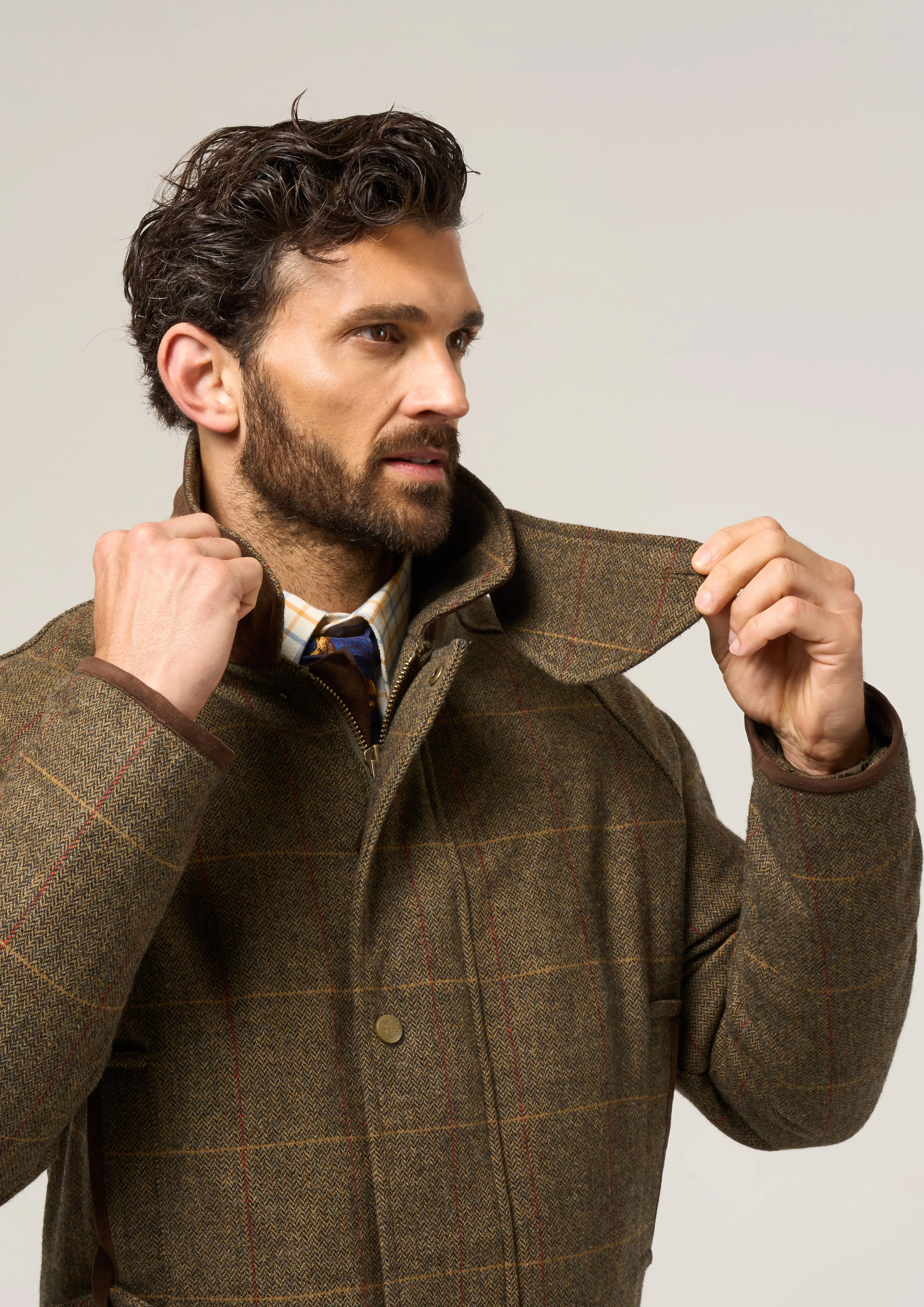 Combrook Men's Waterproof Tweed Coat In Teak - Regular Fit