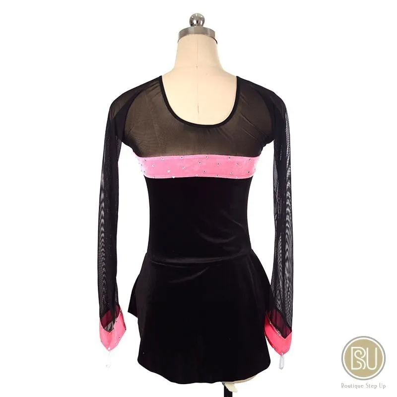 Competition Skating Dress 2 Tones Long Mesh Sleeves