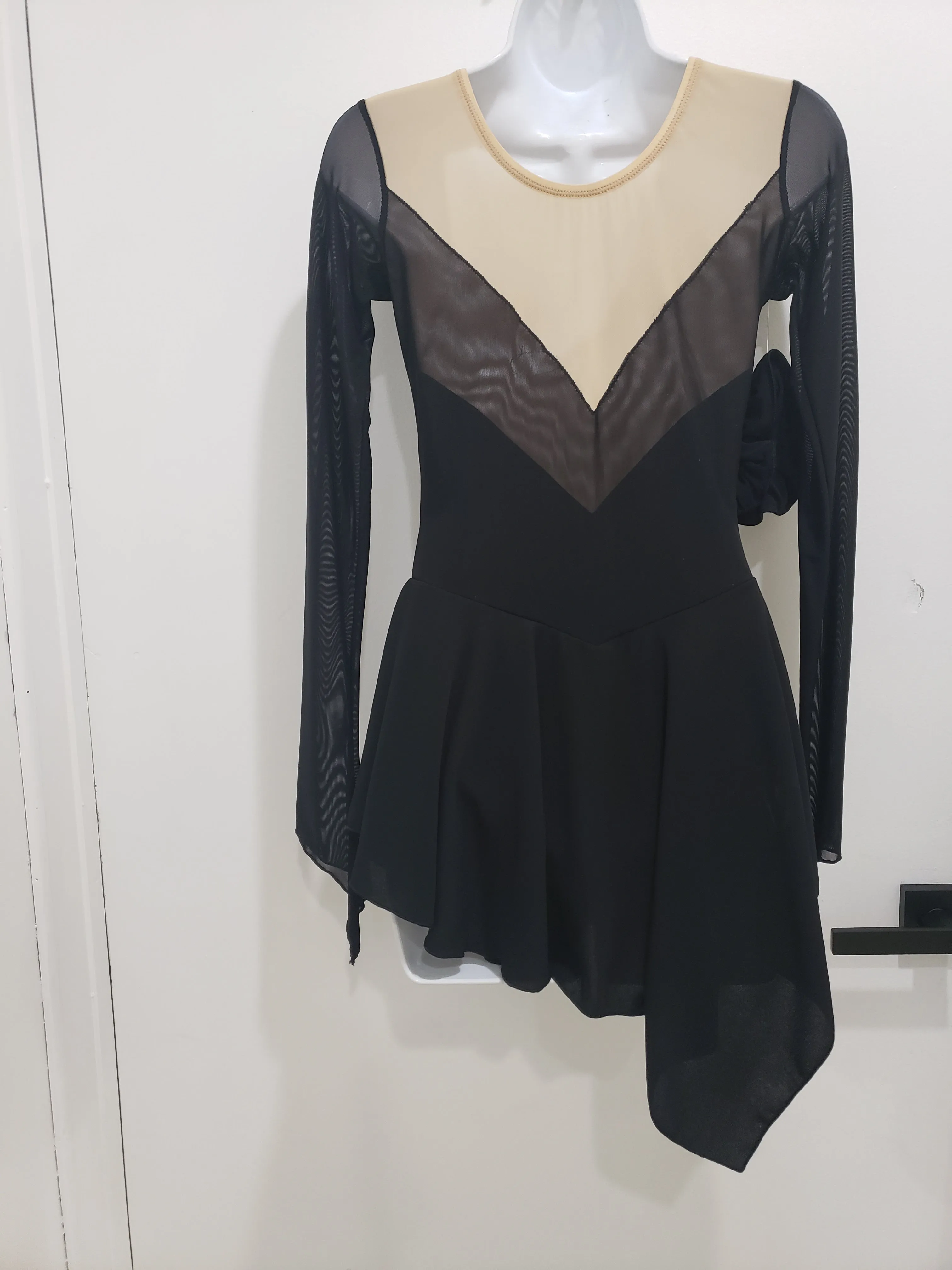 Competition Skating Dress Black Long Sleeves Size Adult Medium Stock