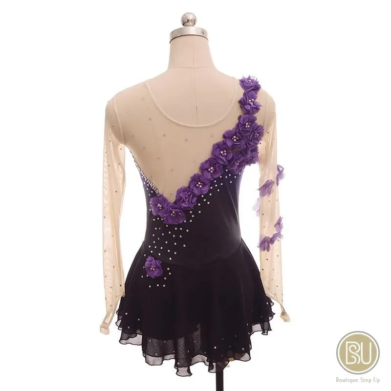 Competition Skating Dress Purple Flower Ombree BSU100222 Size 8-10