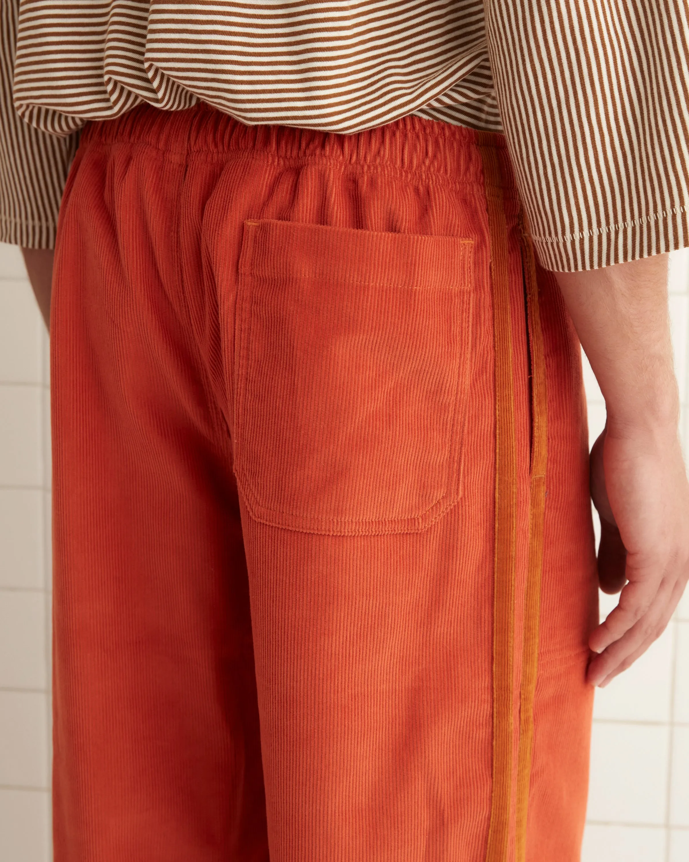 Corduroy Trim Track Pants