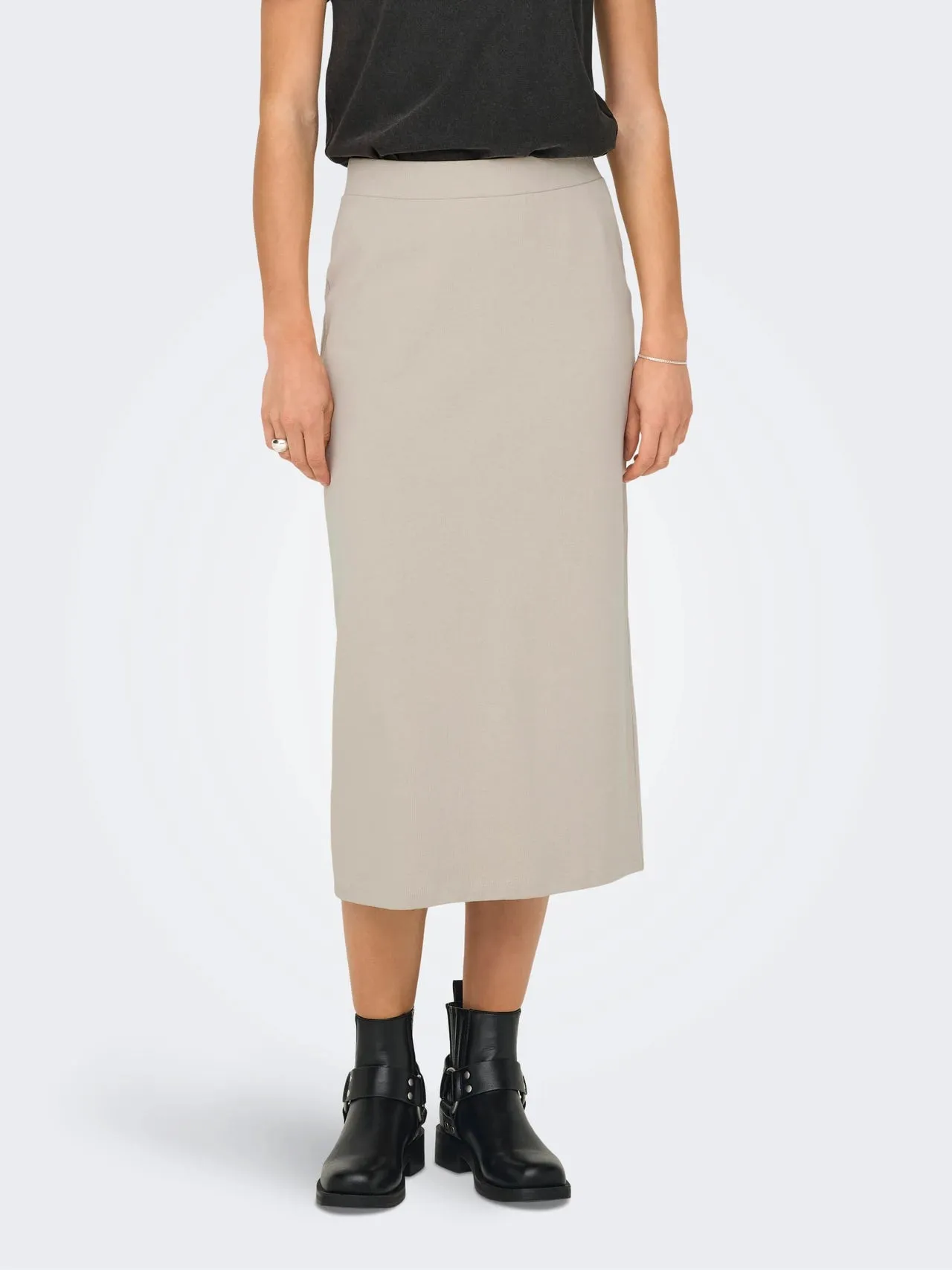 Cotton Midi Skirt with Slit