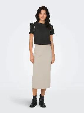 Cotton Midi Skirt with Slit