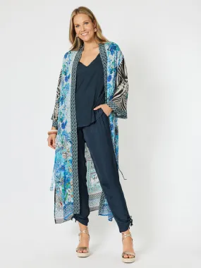 Crete Long Kimono - Navy