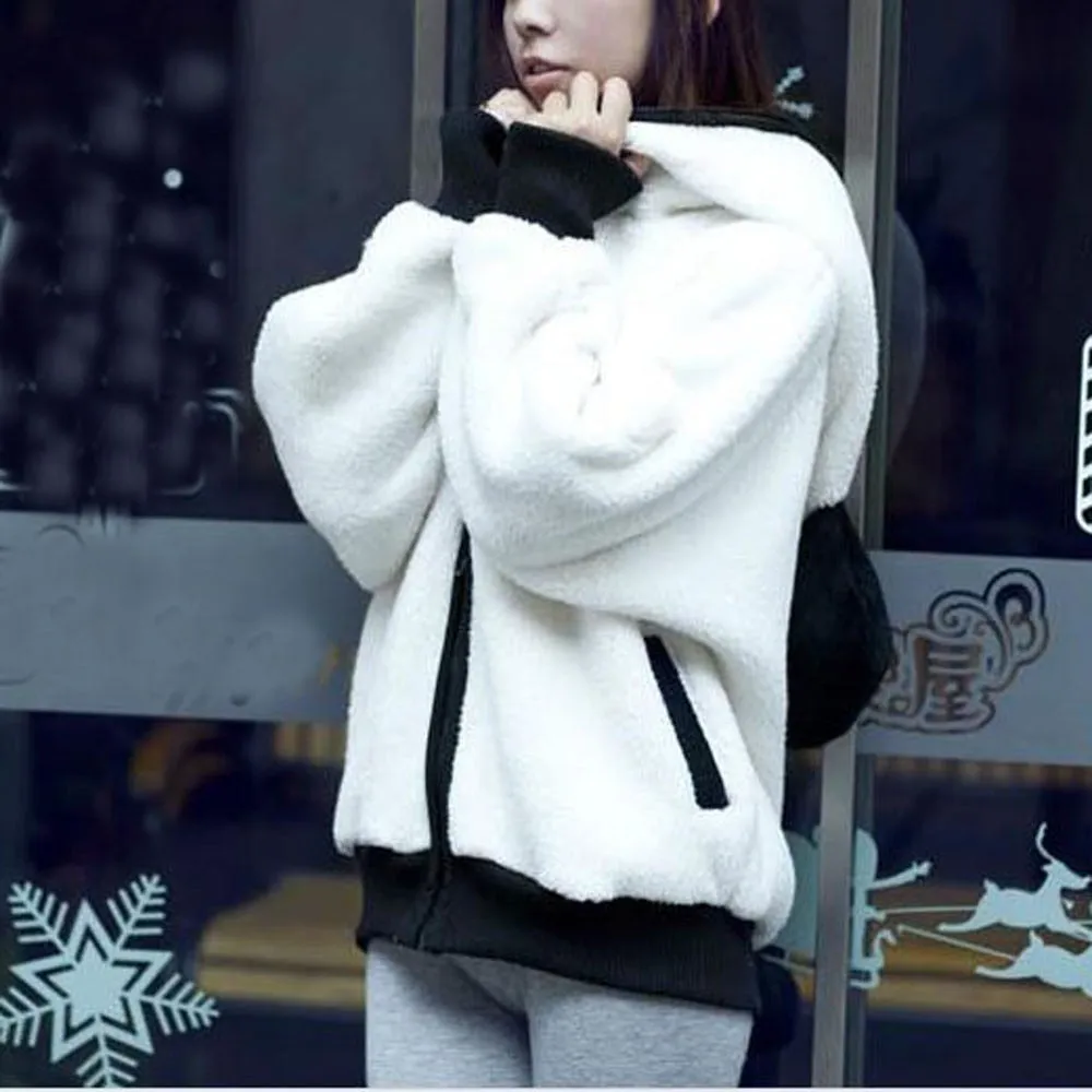 Cute Bear Ear Panda Winter Warm Hoodie