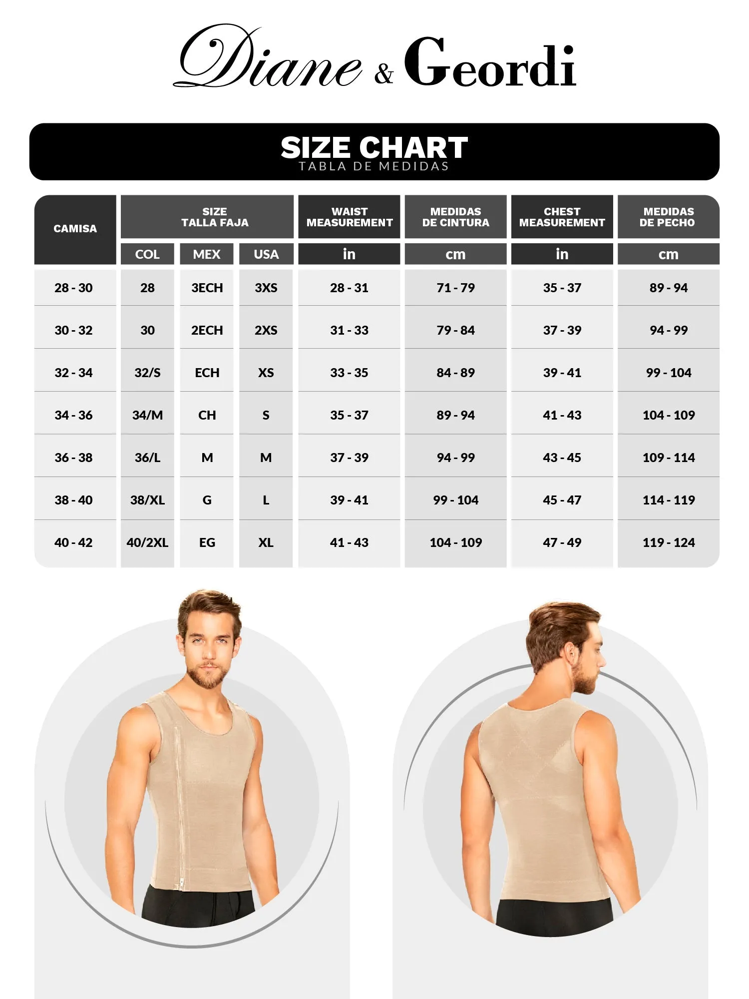 Diane & Geordi 002007 Men's Body Shaper Posture Corrector Shaper Vest