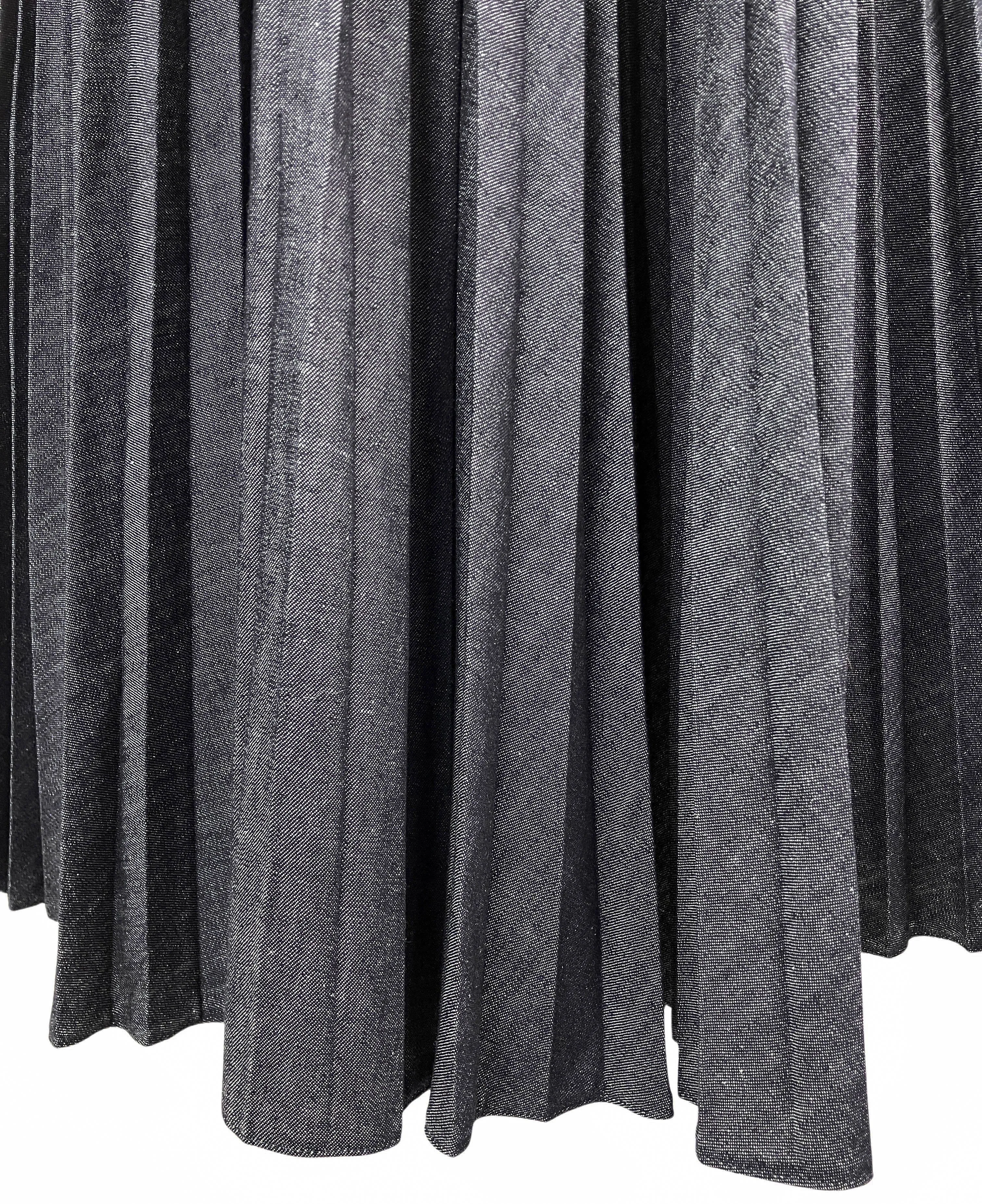 Dice Kayek Pleated Midi Skirt in Indigo