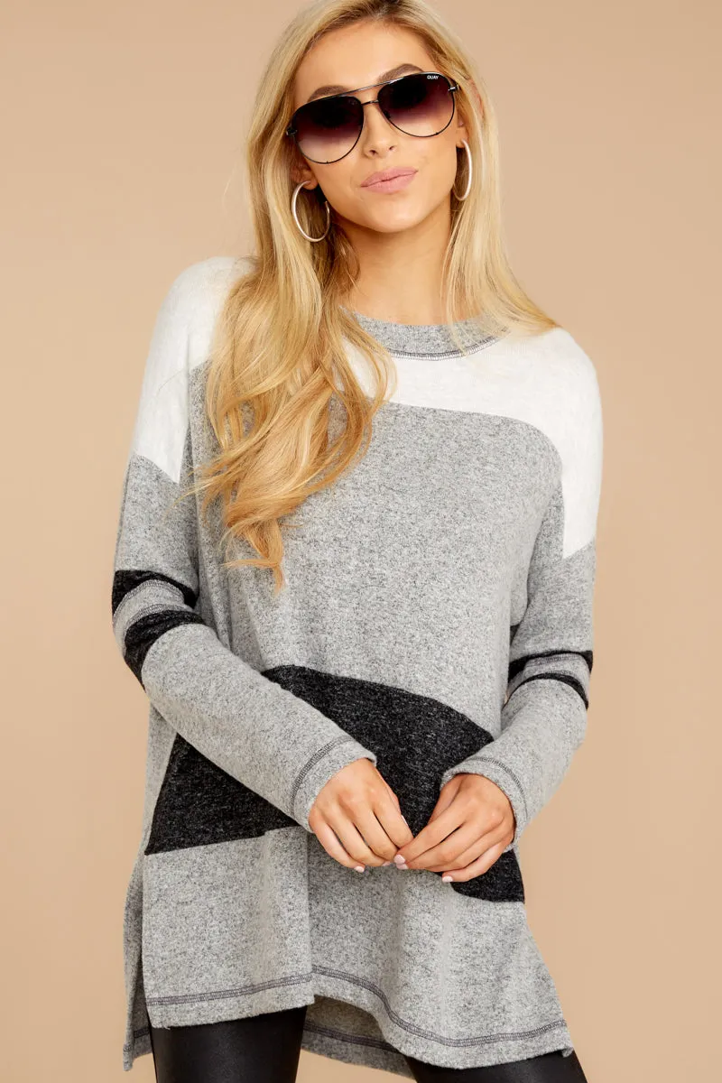 Don't Overthink It Grey Stripe Sweater