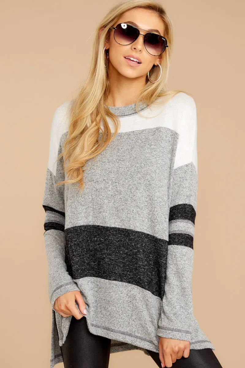 Don't Overthink It Grey Stripe Sweater