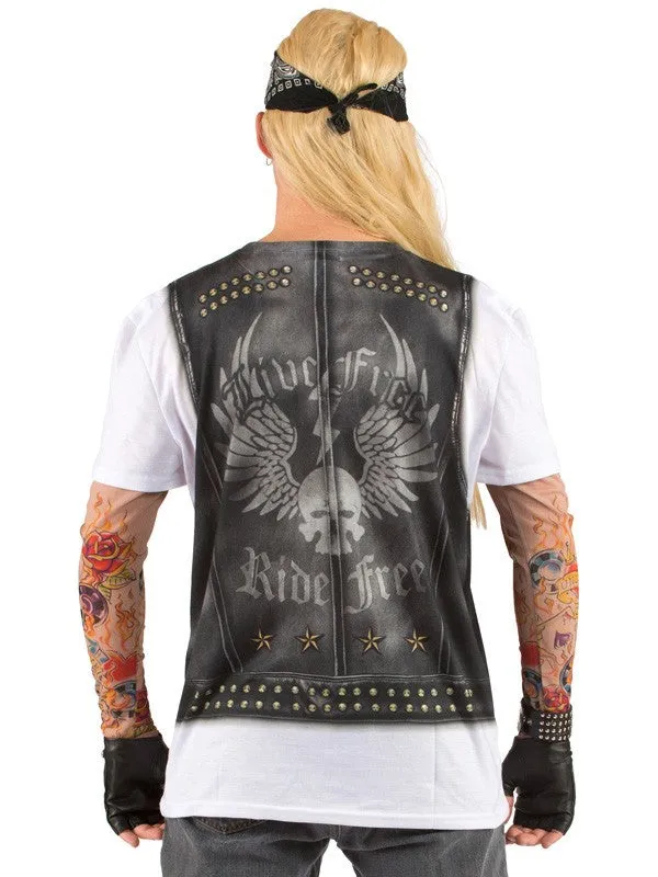 Faux Real Mens Biker Tattoo Shirt