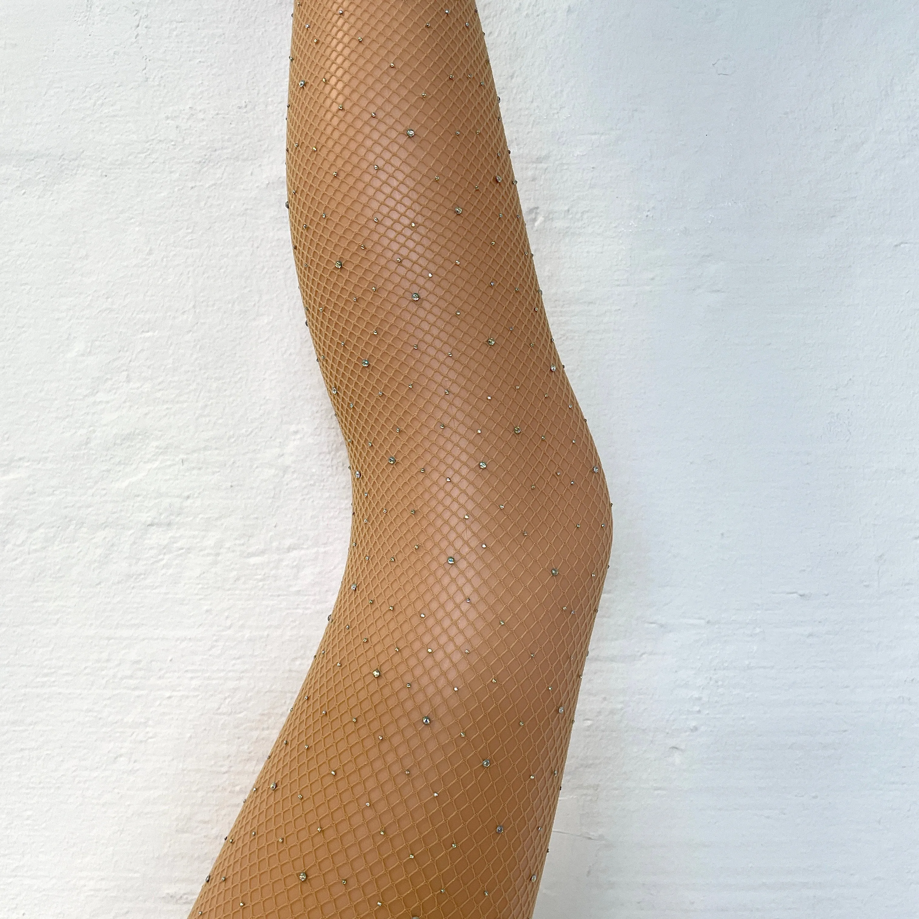 Fishnet Tights Rhinestone  - Nude