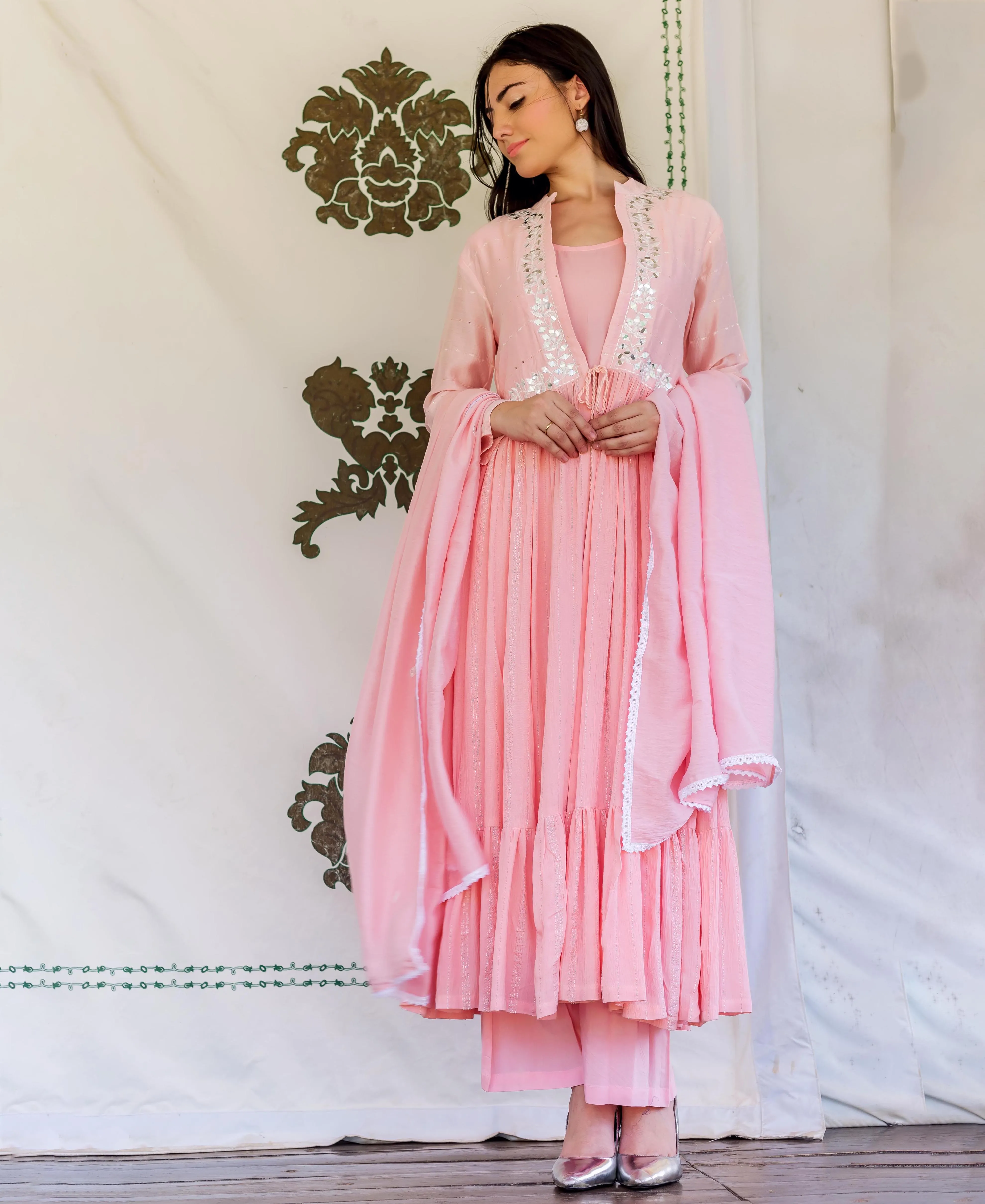 Flamingo Pink Embroidered Kurta