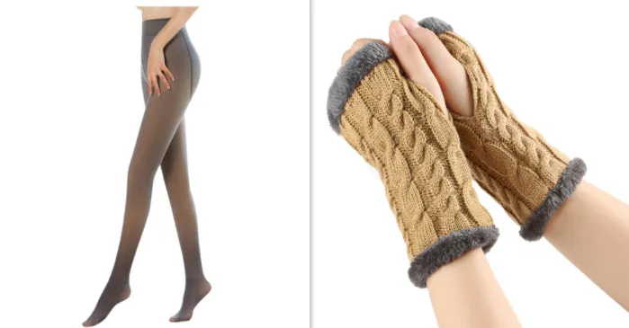 Fleece-lined Fluffy Gloves Twist Knitted Finger Leakage