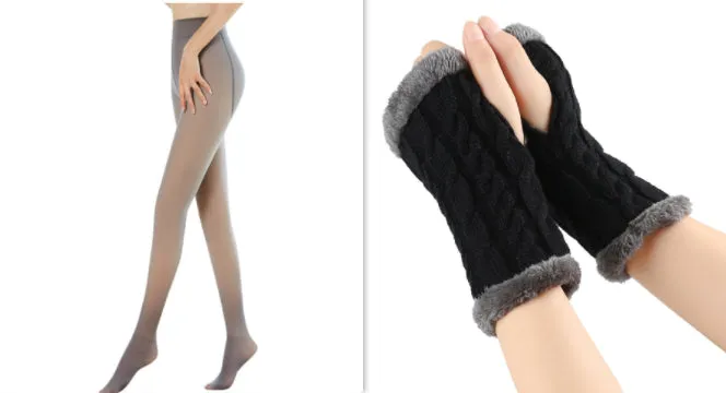 Fleece-lined Fluffy Gloves Twist Knitted Finger Leakage