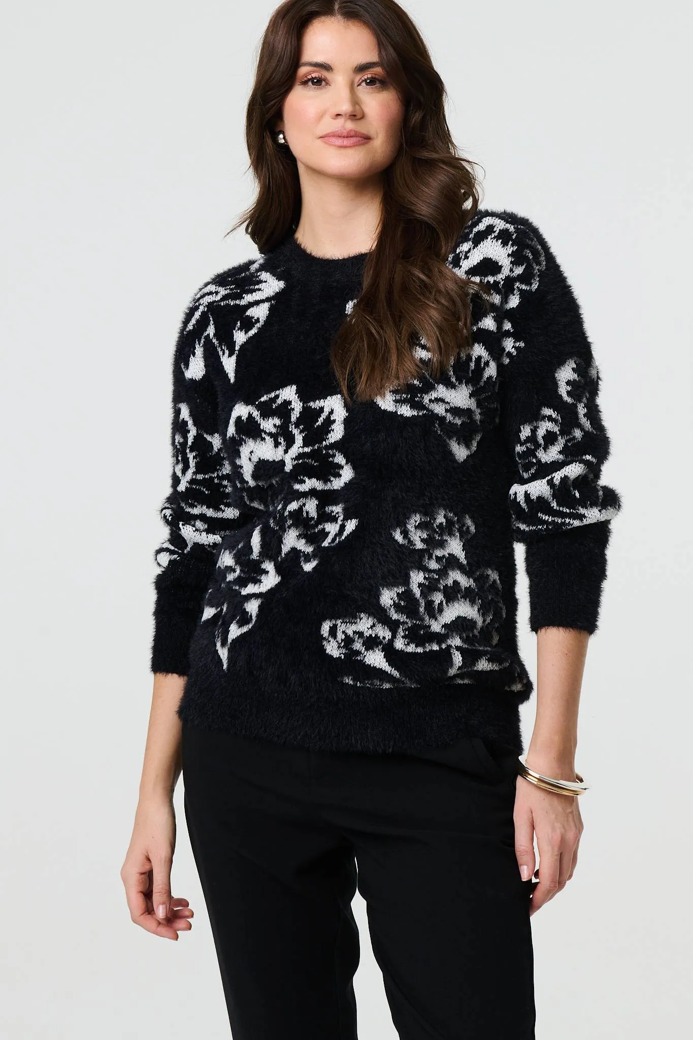 Floral Soft Knit Long Sleeve Jumper