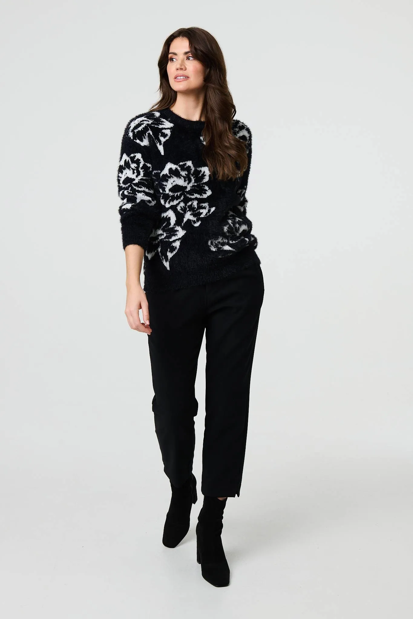 Floral Soft Knit Long Sleeve Jumper