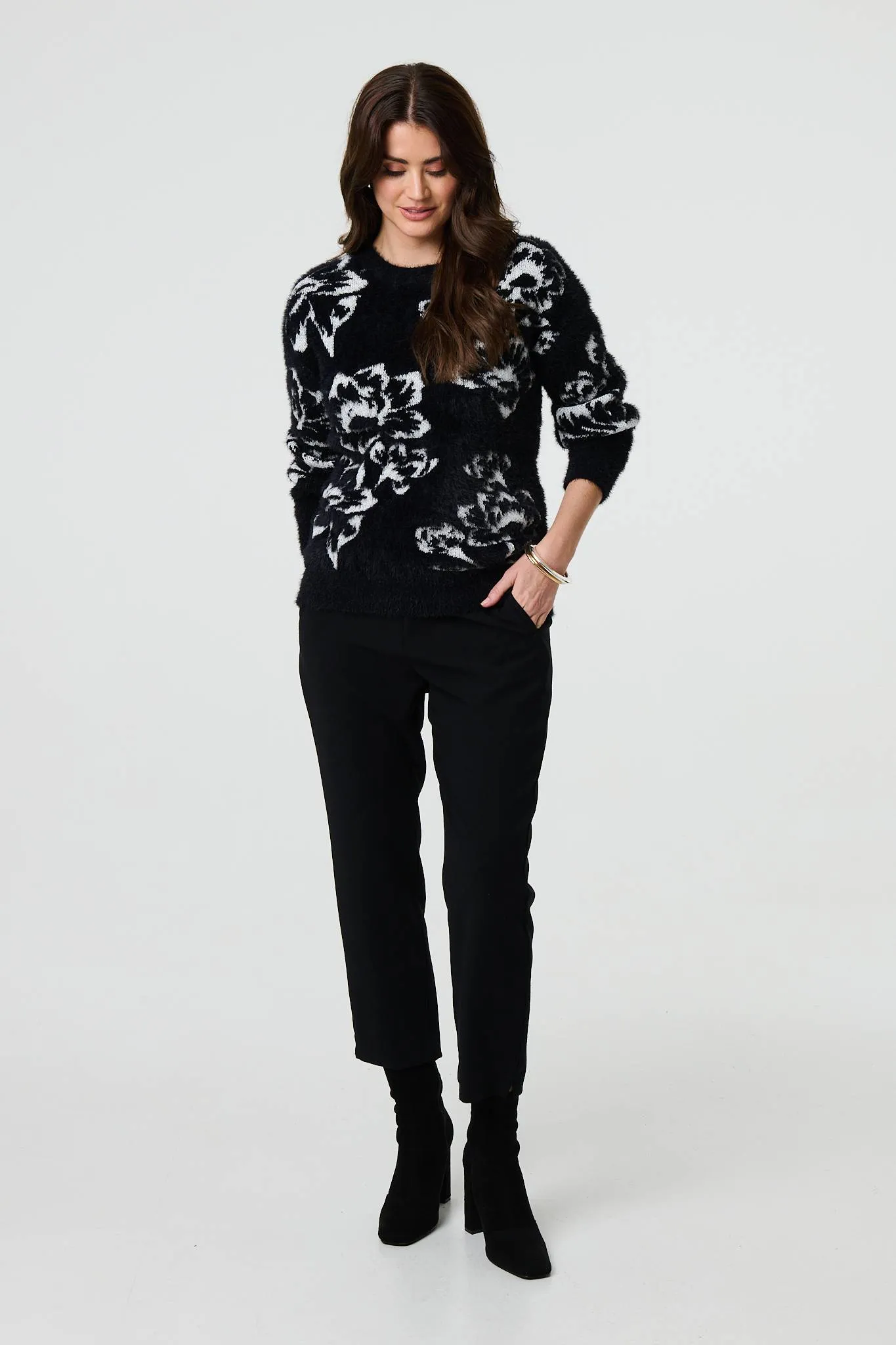 Floral Soft Knit Long Sleeve Jumper