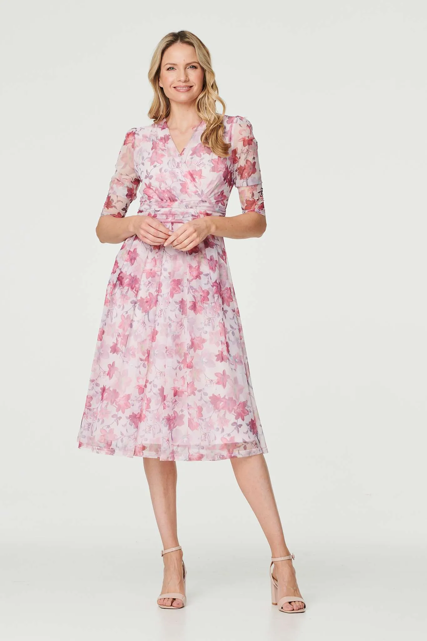 Floral Wrap Front Tea Dress