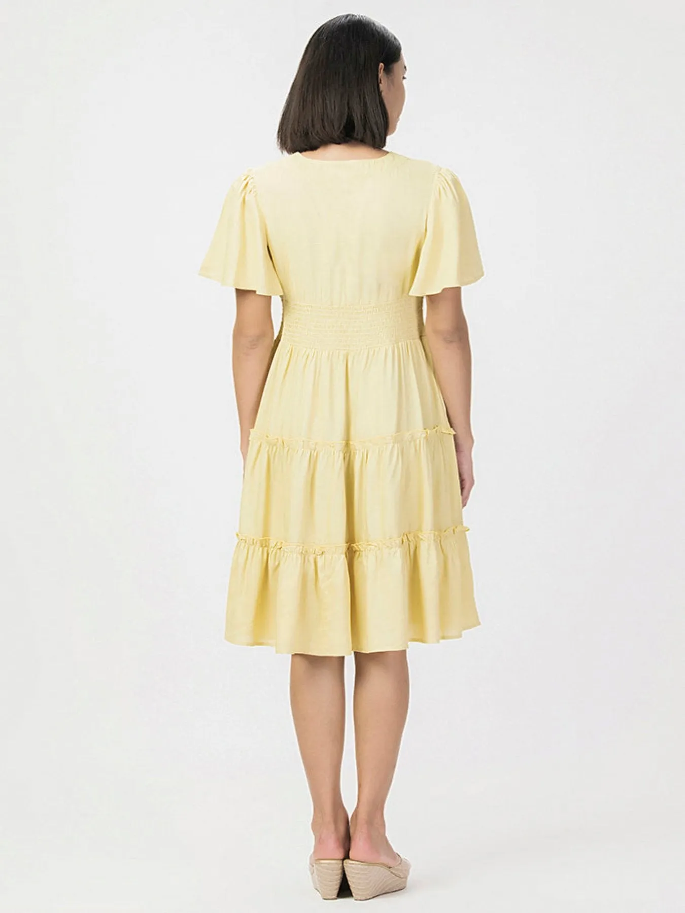 Flounce Midi Summer Dress Yellow