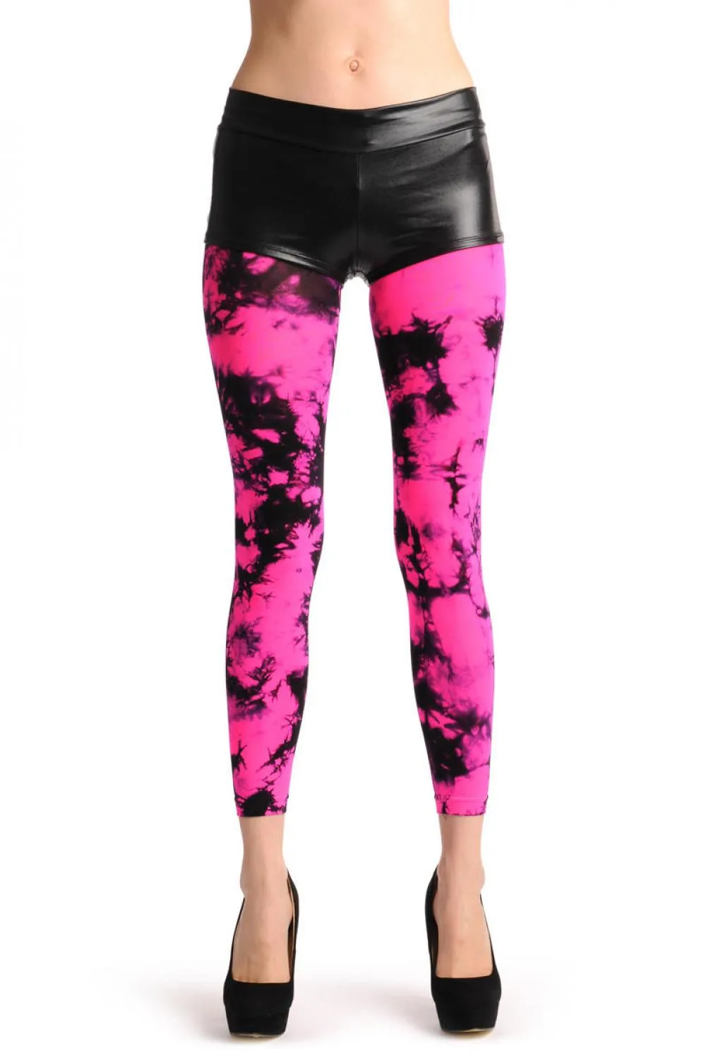 Fluorescent Pink & Black Colour Splash Footless