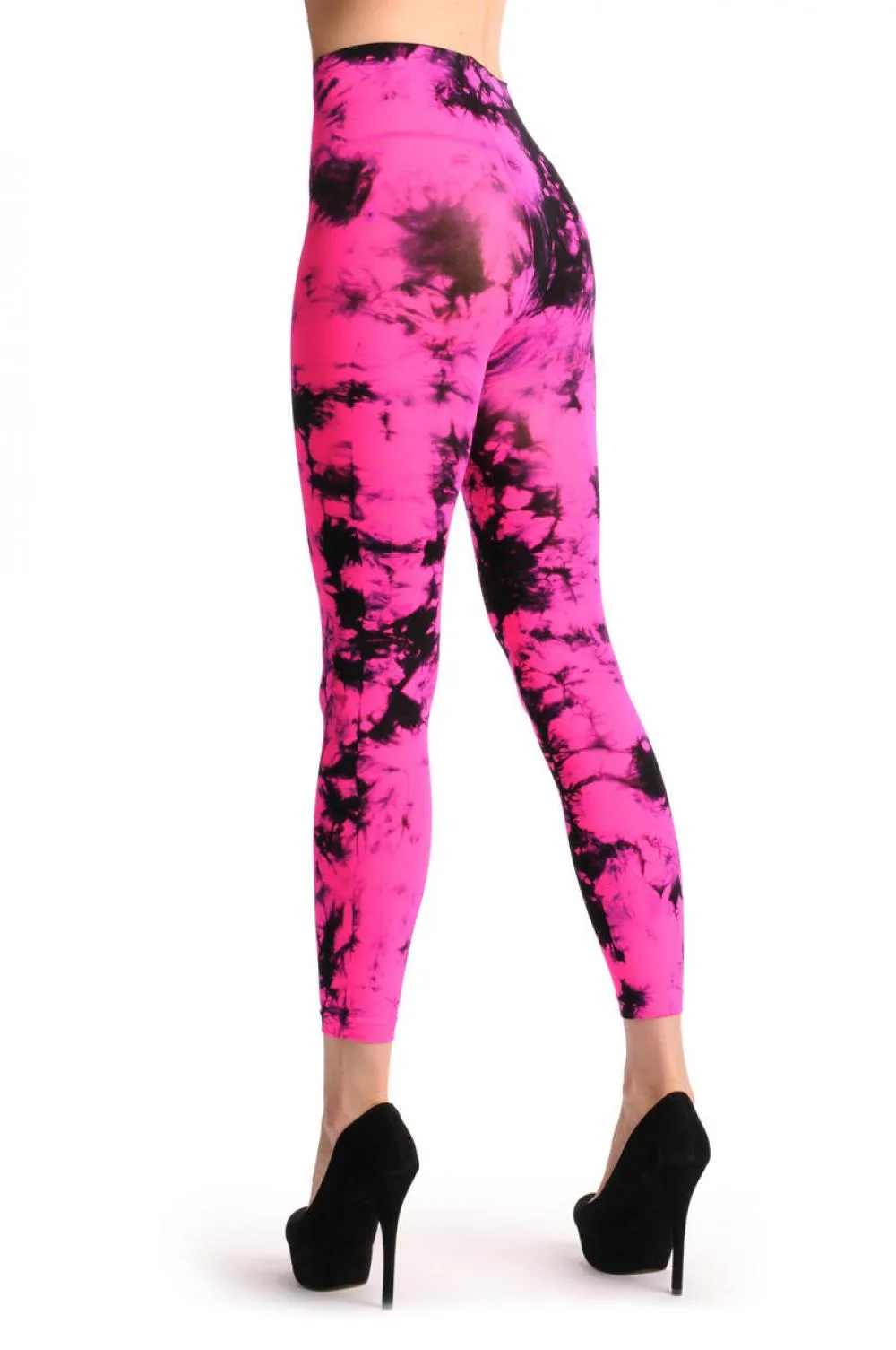 Fluorescent Pink & Black Colour Splash Footless