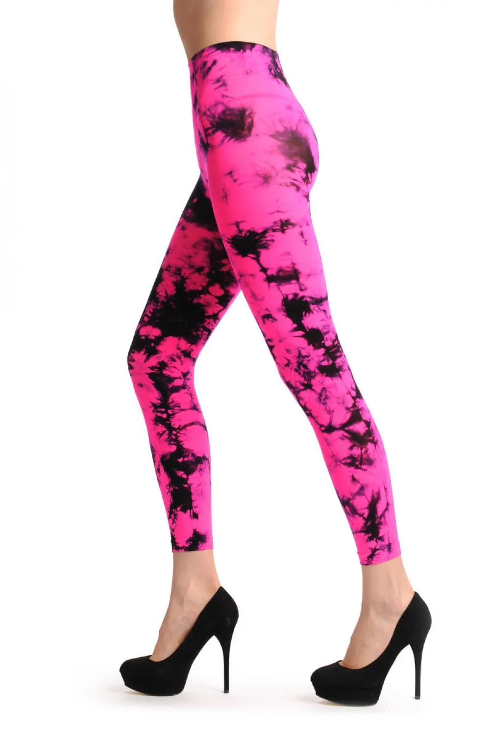 Fluorescent Pink & Black Colour Splash Footless