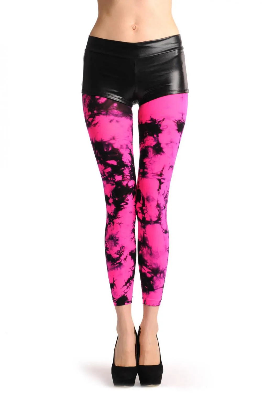 Fluorescent Pink & Black Colour Splash Footless