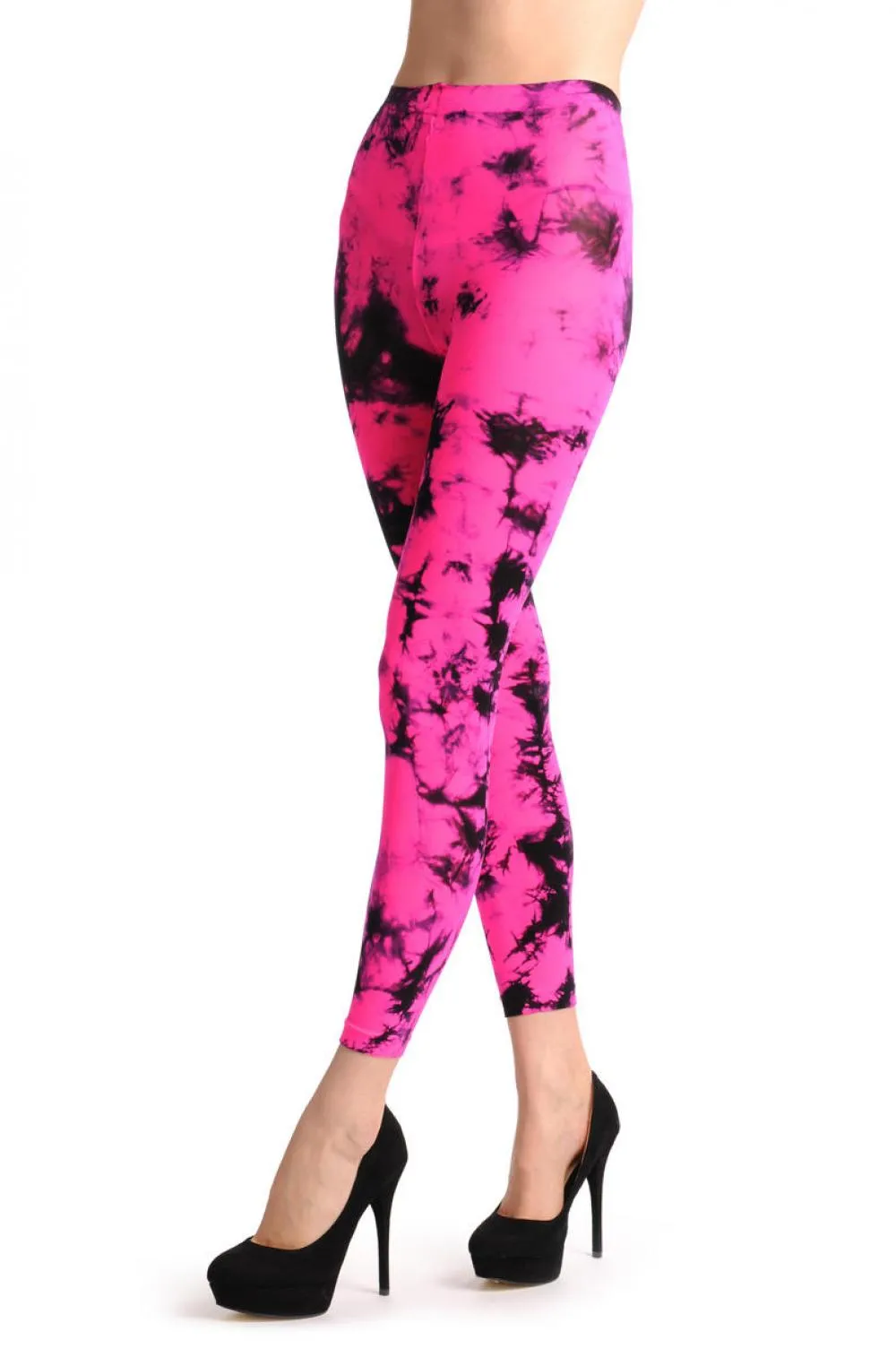 Fluorescent Pink & Black Colour Splash Footless