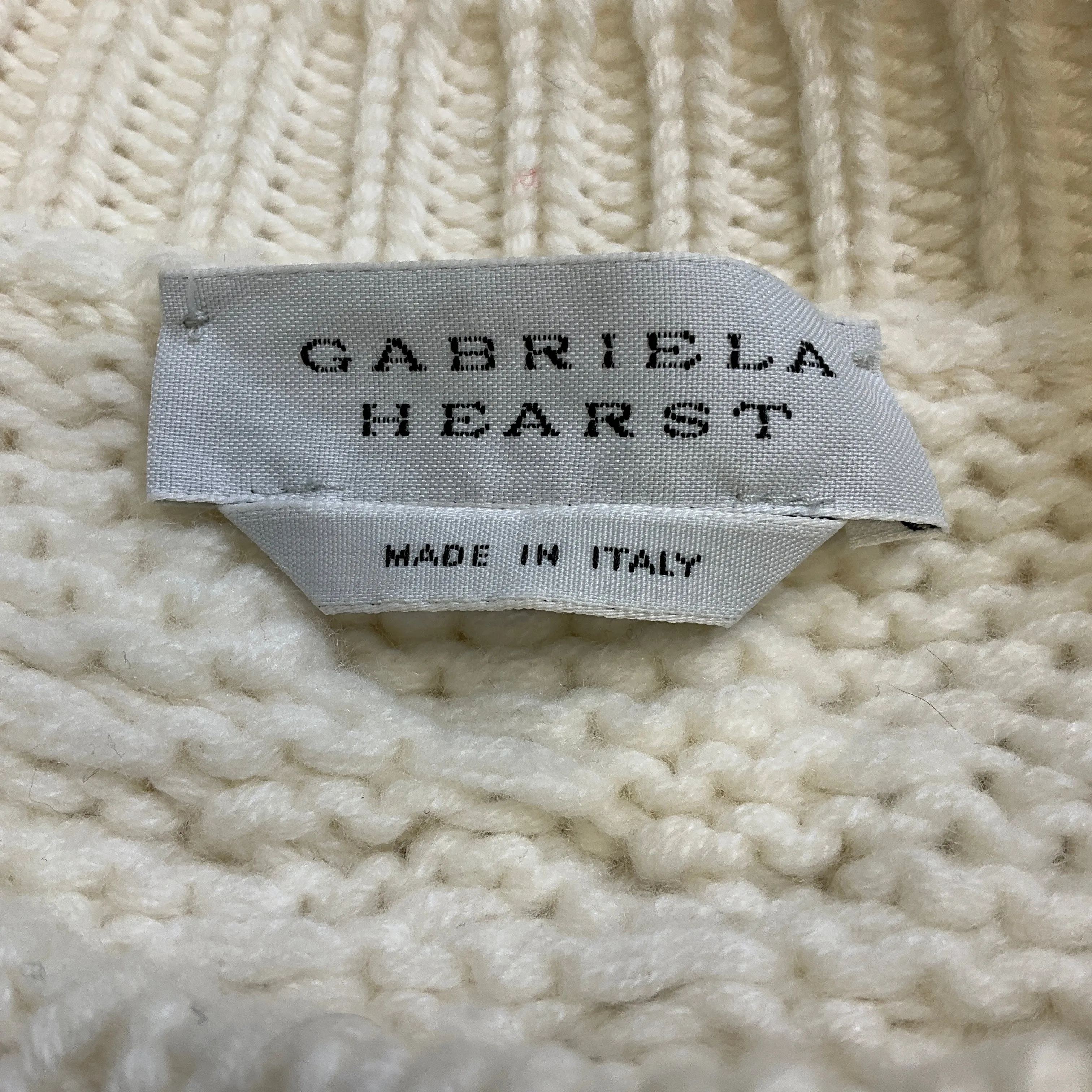 Gabriela Hearst Ivory Cashmere Cable Knit Peplum Hem Sweater