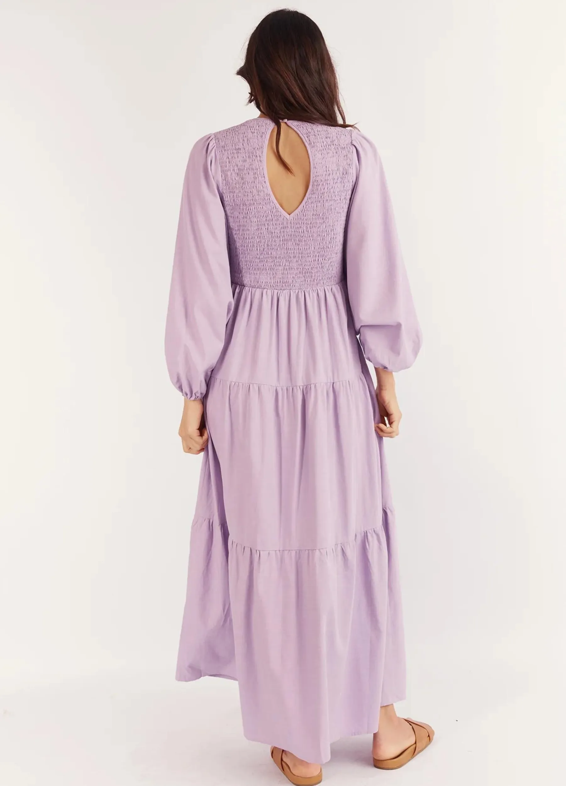 Girl and the Sun - Long Sleeve Journey Midi Dress - Lilac