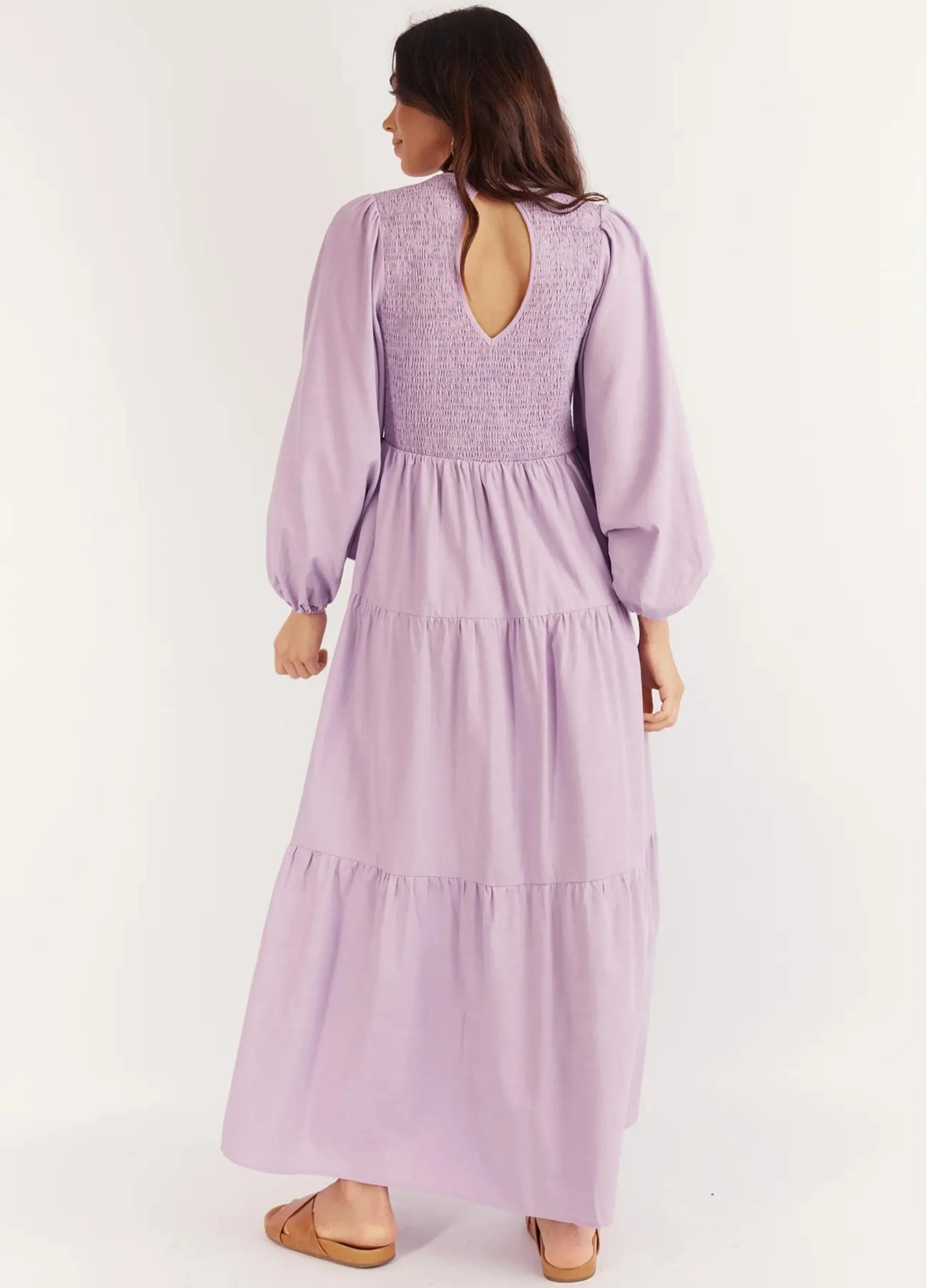 Girl and the Sun - Long Sleeve Journey Midi Dress - Lilac