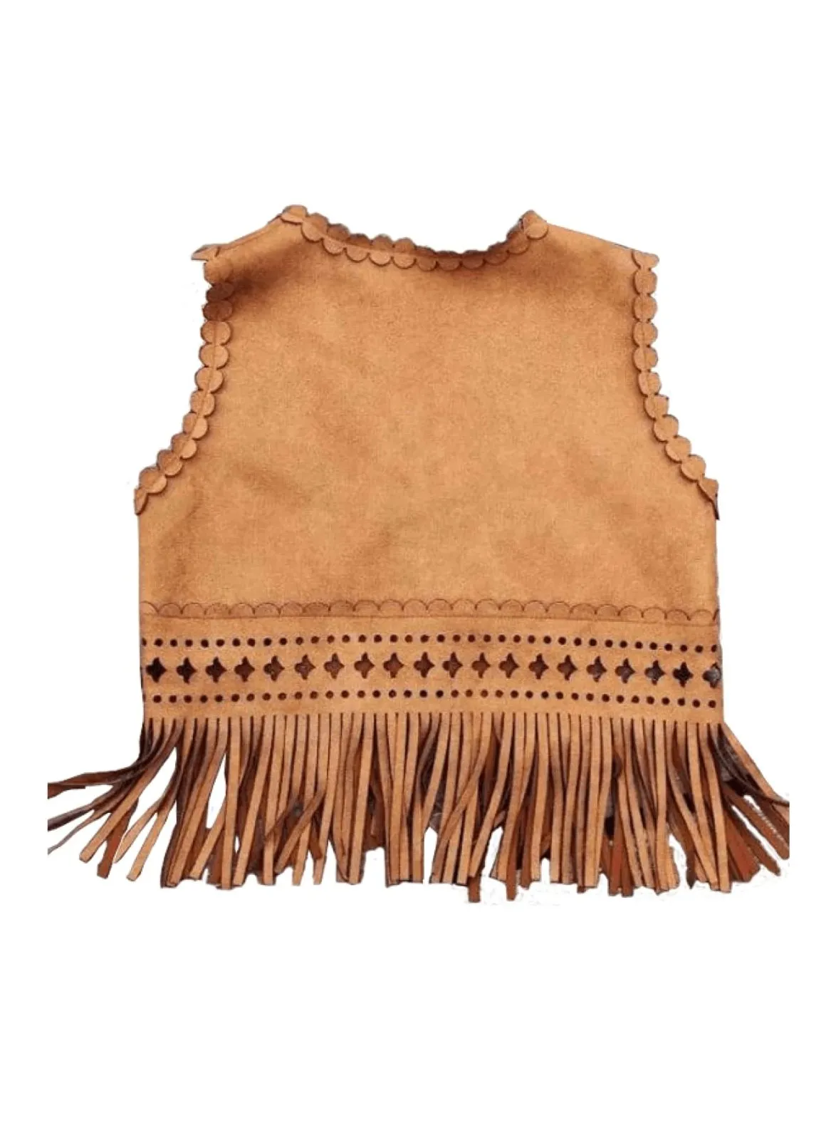 Girls Scalloped Suede Fringe Tassel Vest