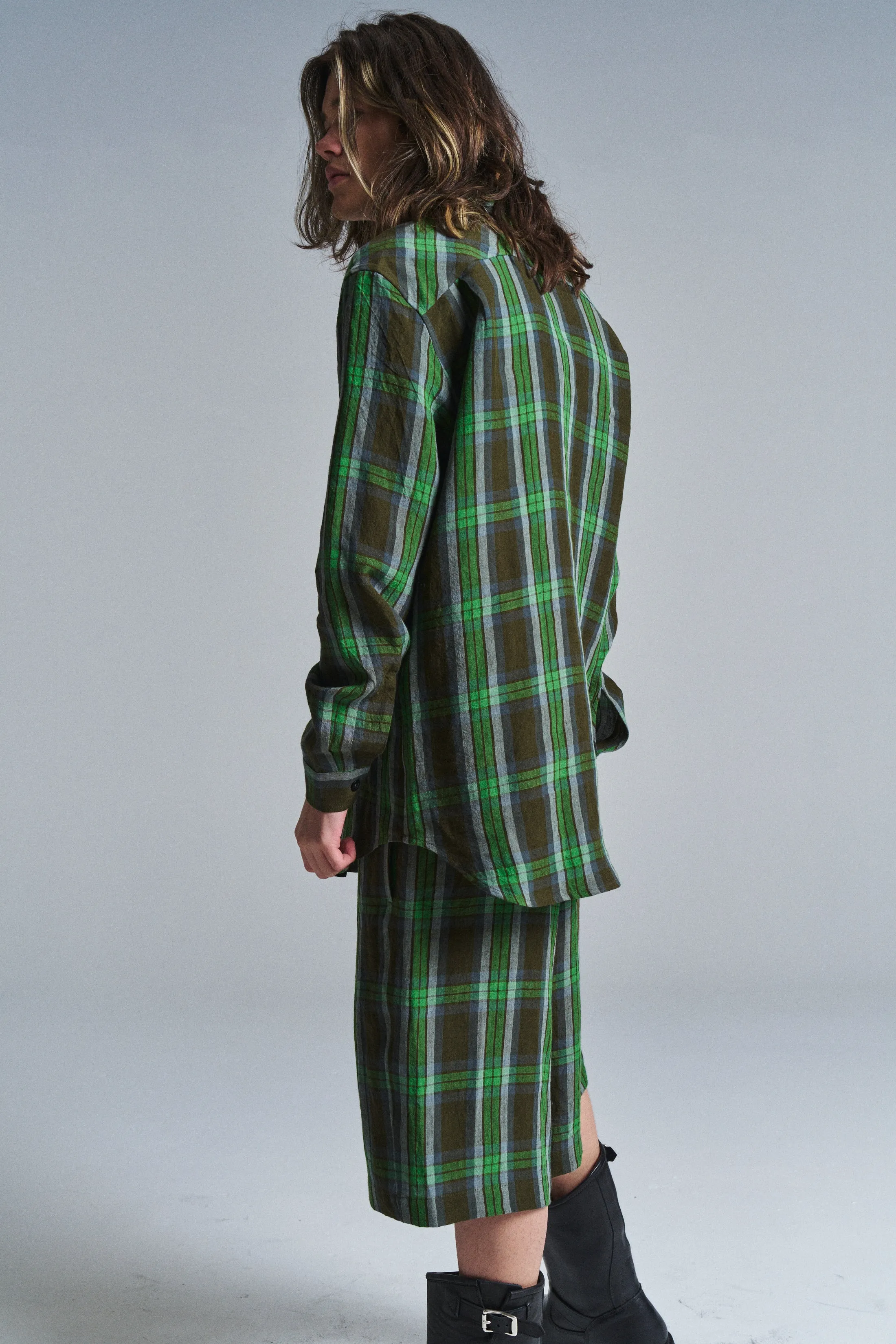 Green Multi Linen Highland Shirt