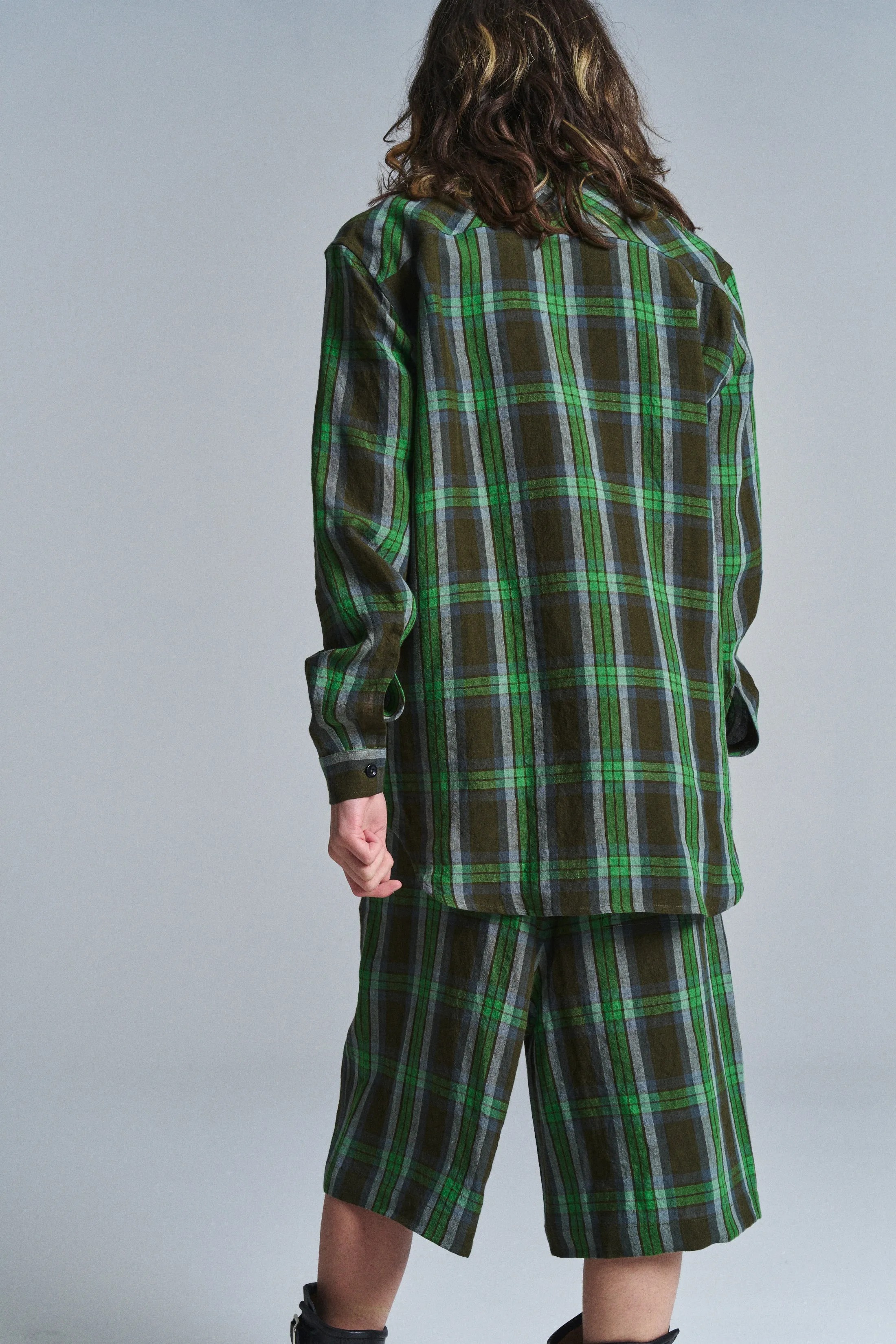 Green Multi Linen Highland Shirt