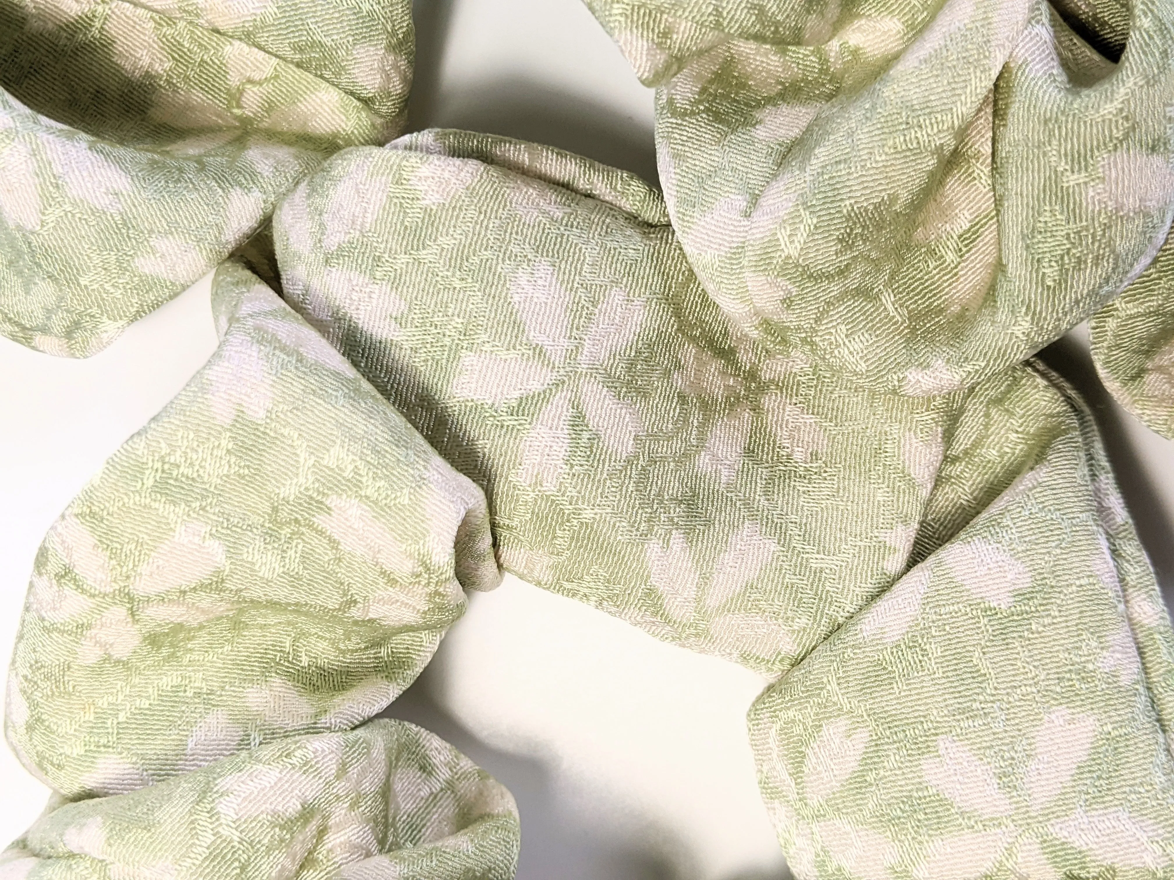 Green Ume and Sakura Silk Scrunchie