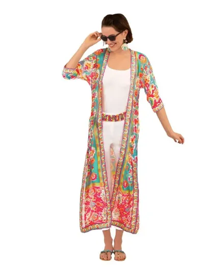 Gretchen Scott Kimono Jacket Long - Watteau Turquoise