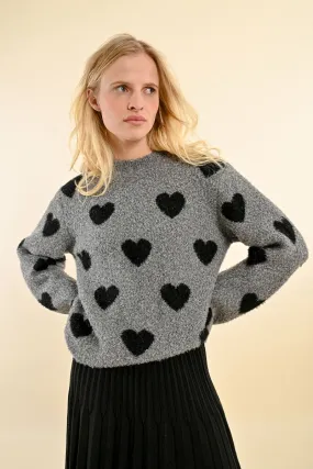 Grey Heart Pattern Sweater