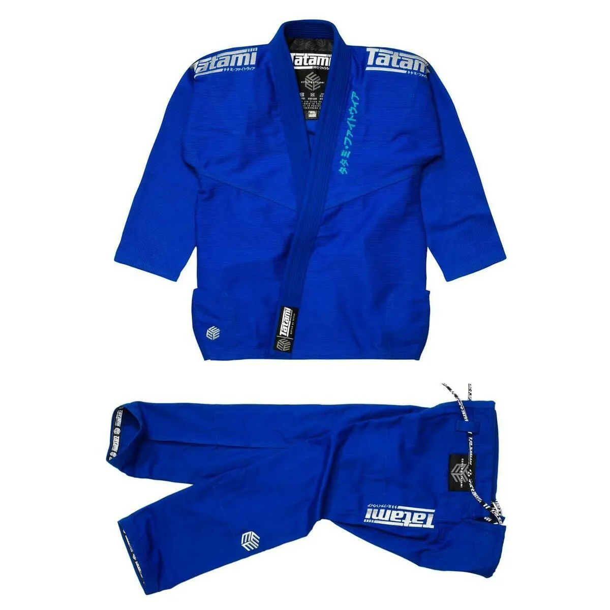 Grey on Blue Tatami Fightwear Estilo Black Label Mens BJJ Gi