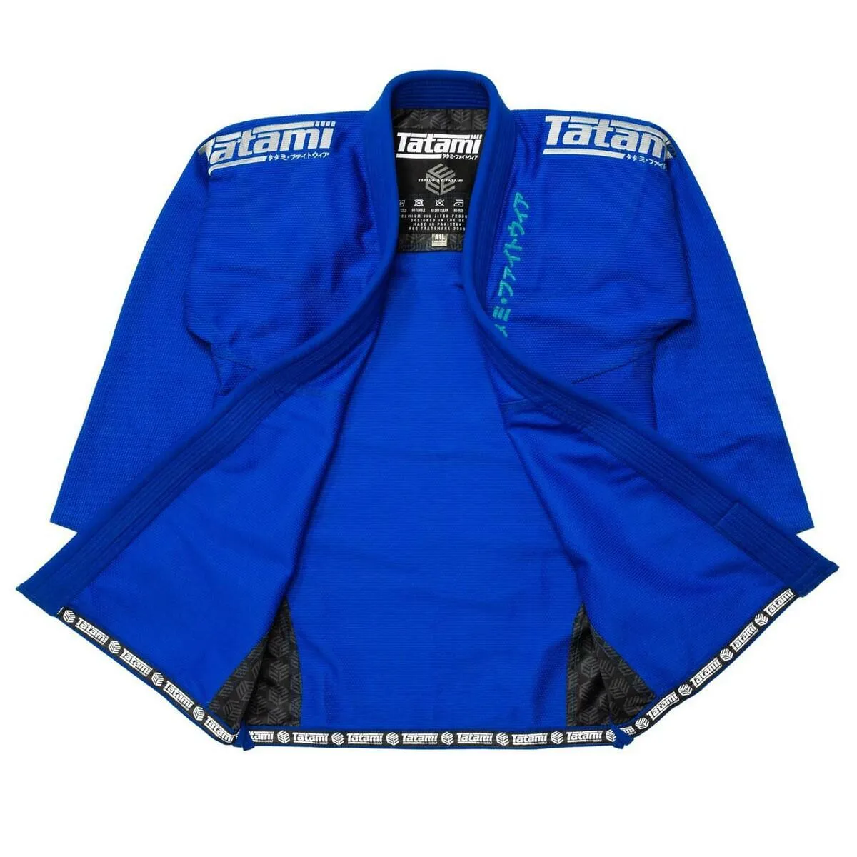 Grey on Blue Tatami Fightwear Estilo Black Label Mens BJJ Gi