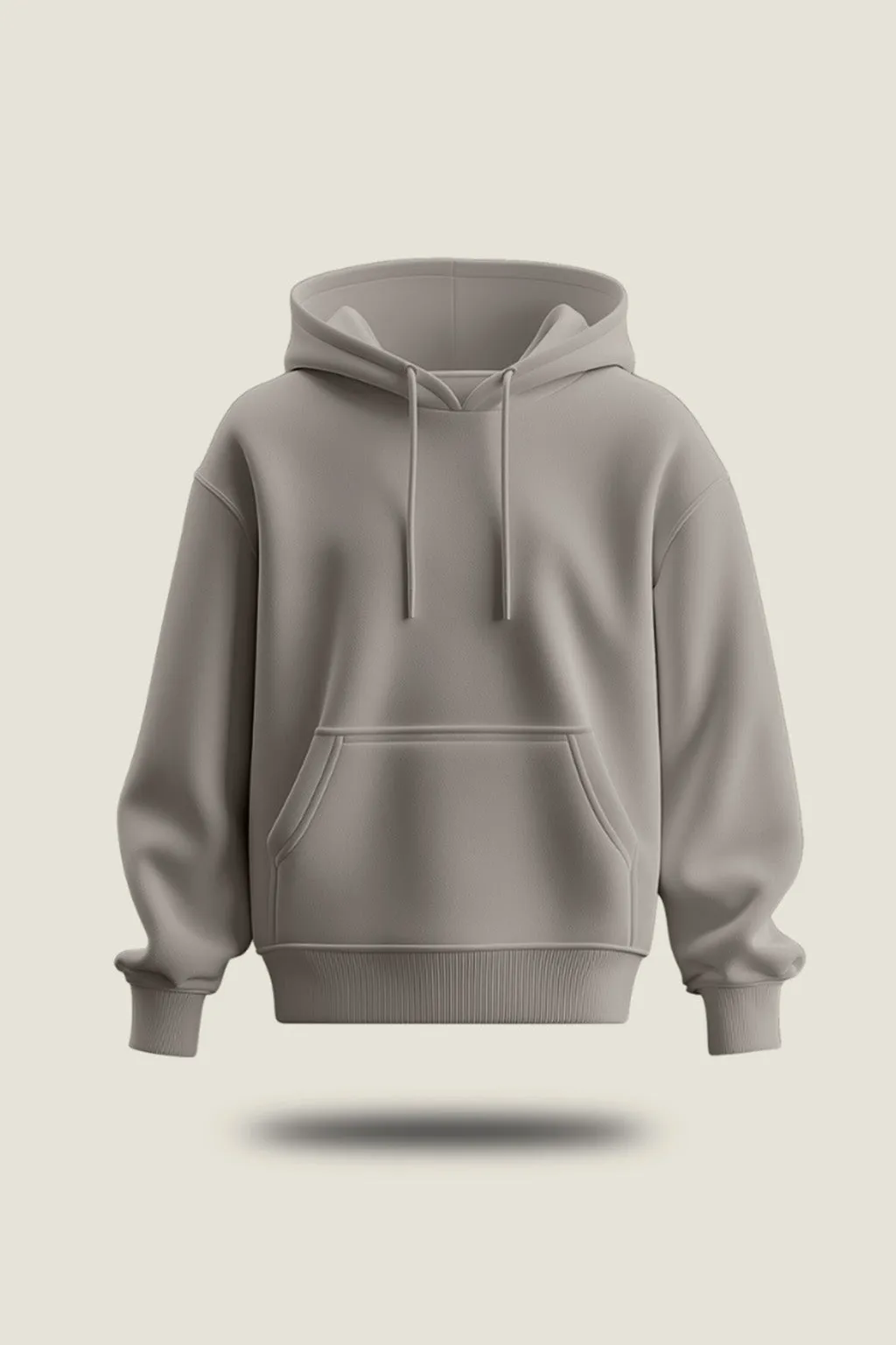 Grey Plain Regular Fit Hoodie