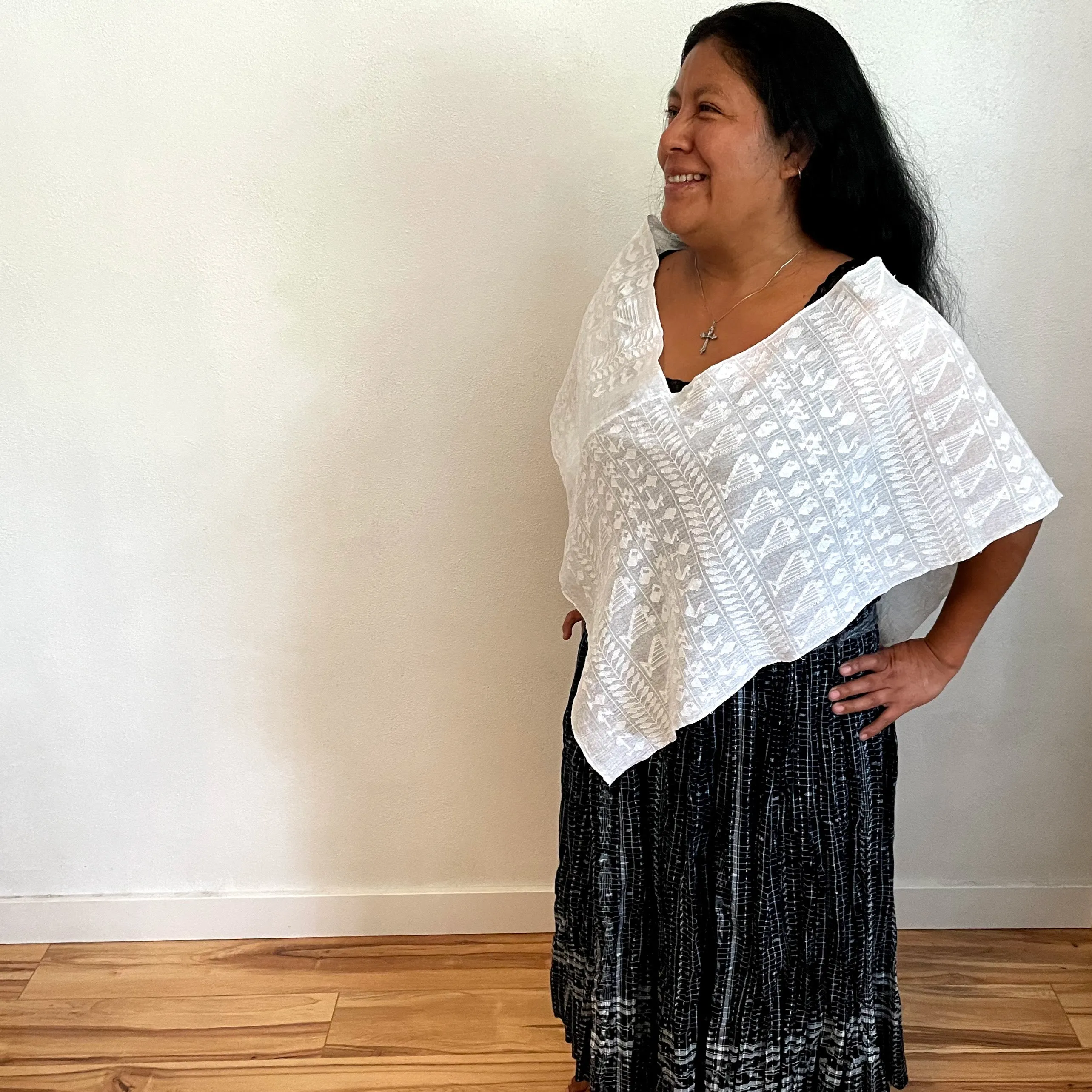 Guatemala, Concepcion Poou Coy Tharin, Poncho with Harp Design