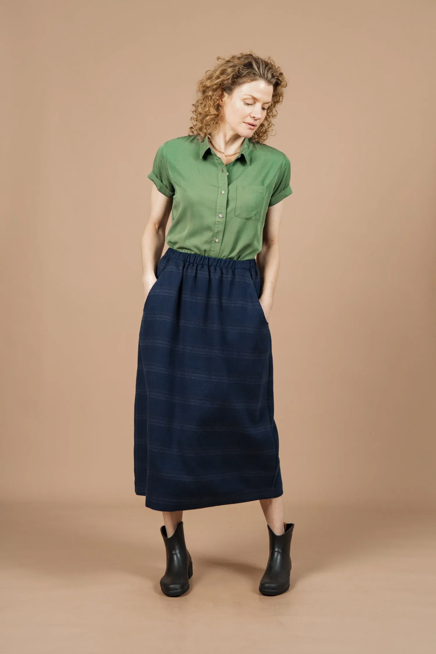 Hadley Skirt / Navy Blanket Stripe