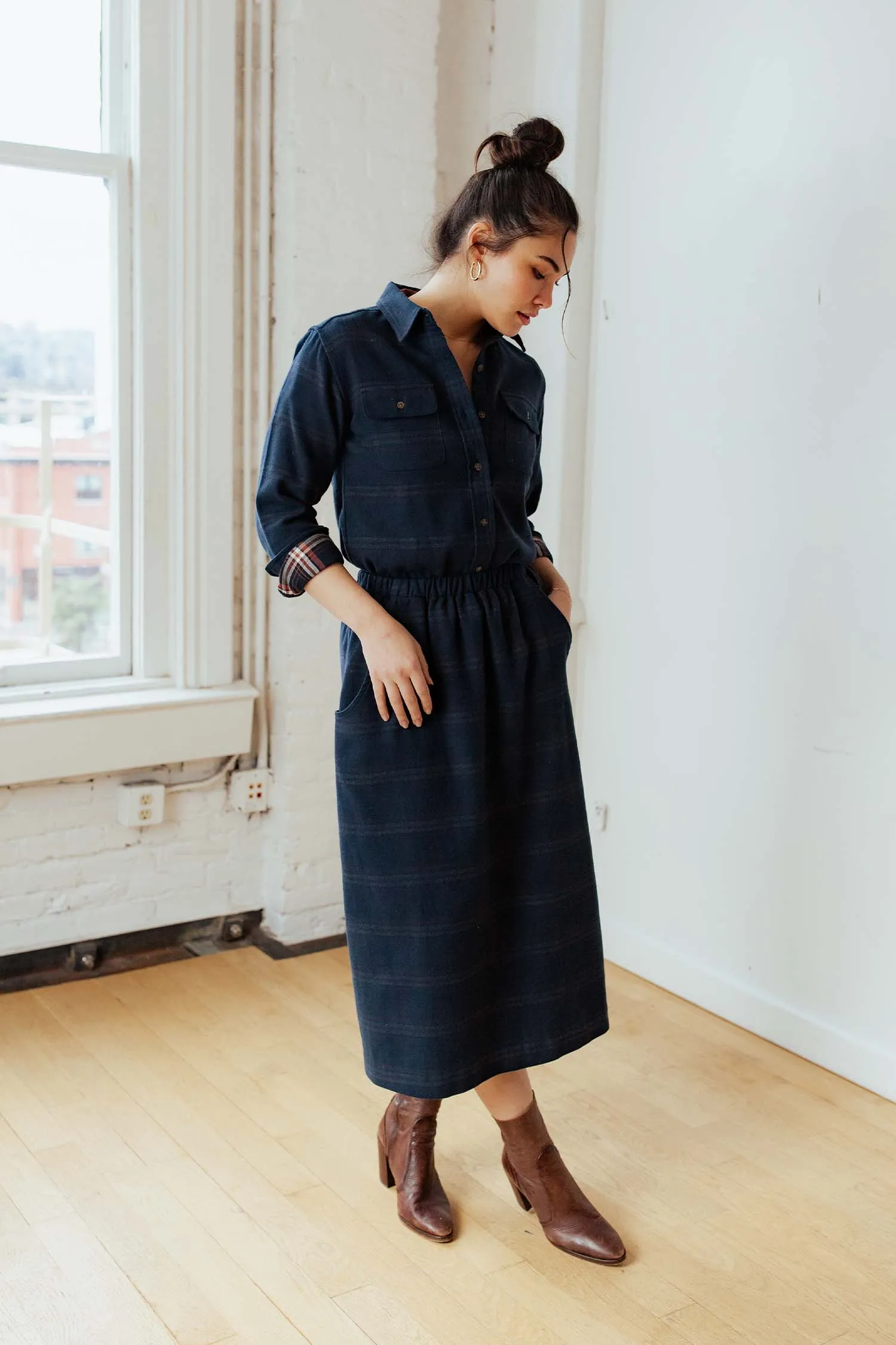 Hadley Skirt / Navy Blanket Stripe