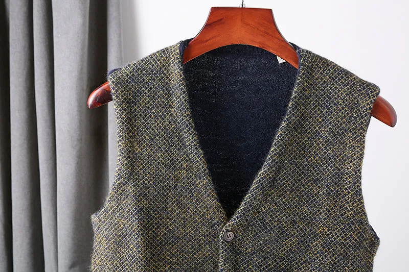 Heavy goods Italian order! Mohair   wool autumn and winter men's knitted cardigan sweater vest