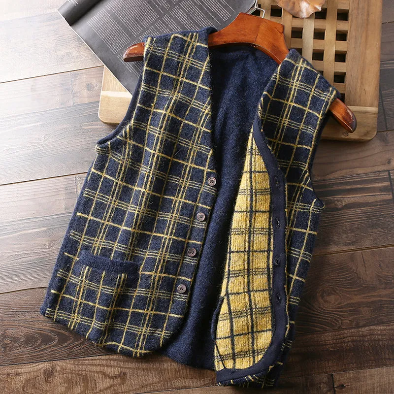 Heavy goods Italian order! Mohair   wool autumn and winter men's knitted cardigan sweater vest