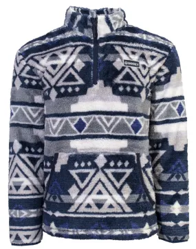 Hooey Navy/Grey Aztec Fleece Pullover for Men