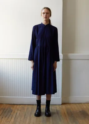 Indigo Yarn Dyed Flannel Bassen Dress