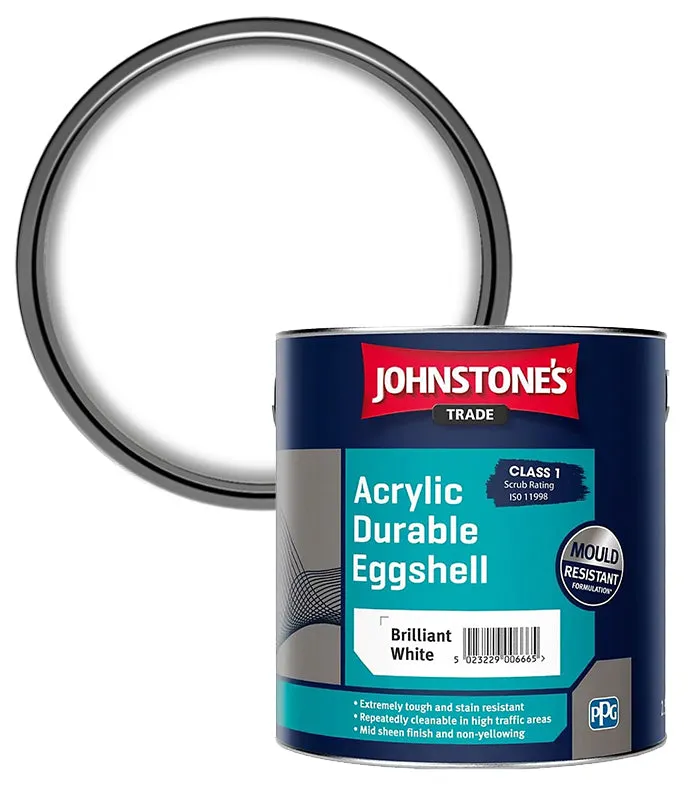 Johnstone's Trade Acrylic Durable Eggshell Paint - Brilliant White